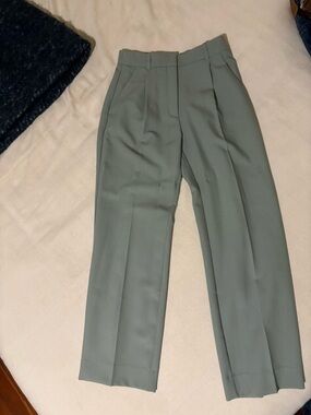 Abercrombie High-Waist Tailored Trousers in Sage Green